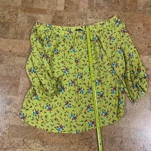 Never worn off shoulder blouse 3/4 sleeve with tie